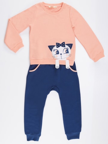 Denokids 2-częściowy zestaw "Cat" w kolorze granatowo-brzoskwiniowym