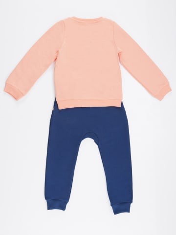 Denokids 2-delige outfit "Cat" abrikooskleurig/donkerblauw
