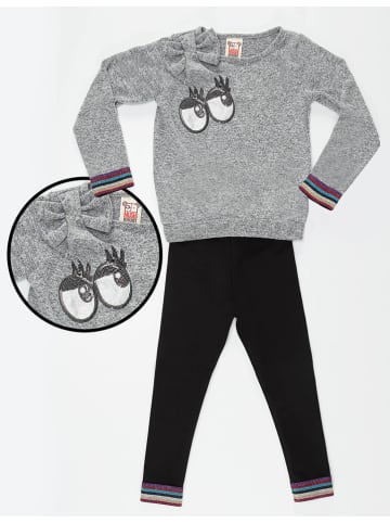 Denokids 2-delige outfit "Eyes" grijs/zwart