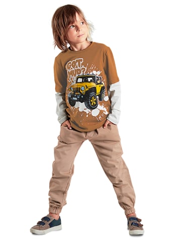 Denokids 2-delige outfit "Jeep Mood" bruin/beige