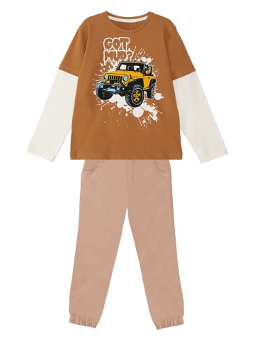 Denokids 2-delige outfit "Jeep Mood" bruin/beige