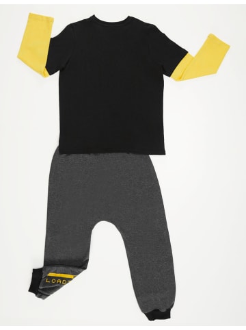 Denokids 2-delige outfit "Loading" zwart/geel/grijs