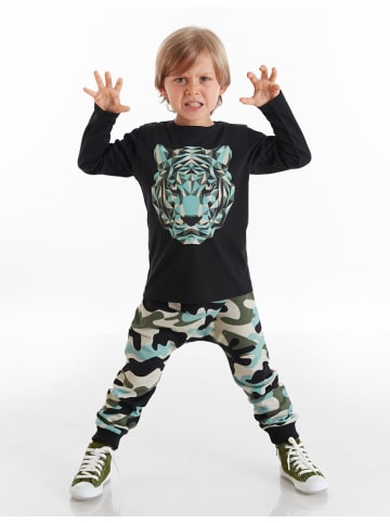 Deno Kids 2tlg. Outfit "Camo Tiger" in Schwarz/ Türkis