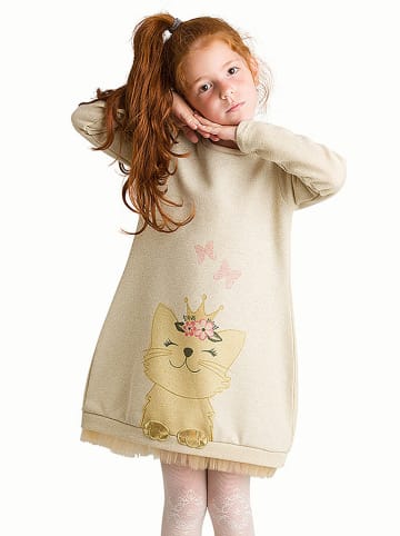 Denokids Sukienka "Cat" w kolorze beżowym