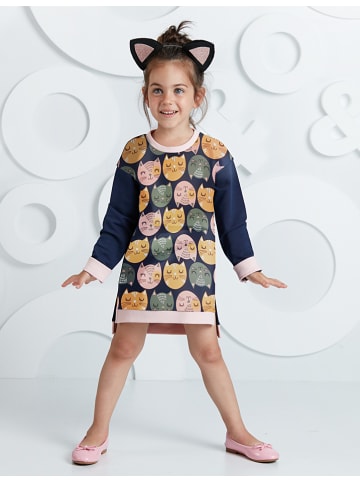 Denokids Kleid "Cats" in Dunkelblau/ Bunt