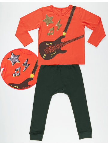 Denokids 2tlg. Outfit "Gitarist" in Orange/ Dunkelgrün