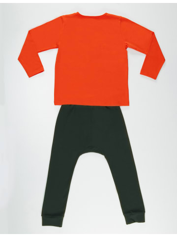 Denokids 2-delige outfit "Gitarist" oranje/donkergroen