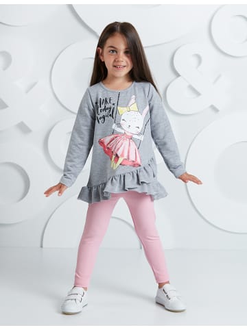 Denokids 2-delige outfit "Magic Girl" grijs/lichtroze