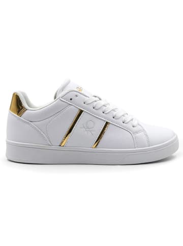 Benetton Leren sneakers wit/goudkleurig