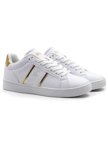 Benetton Leren sneakers wit/goudkleurig