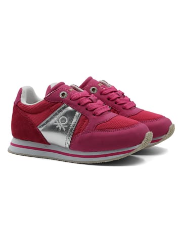 Benetton Sneakers zilverkleurig/roze/rood