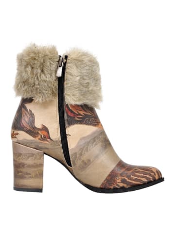 Dogo Enkellaarzen "Weird Bird" beige/lichtbruin