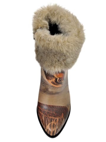 Dogo Enkellaarzen "Weird Bird" beige/lichtbruin