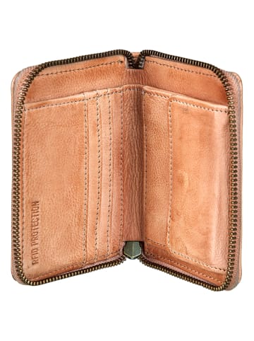 BULL & HUNT Skórzany portfel "Midi" w kolorze beżowym - 12 x 10,5 x 2 cm