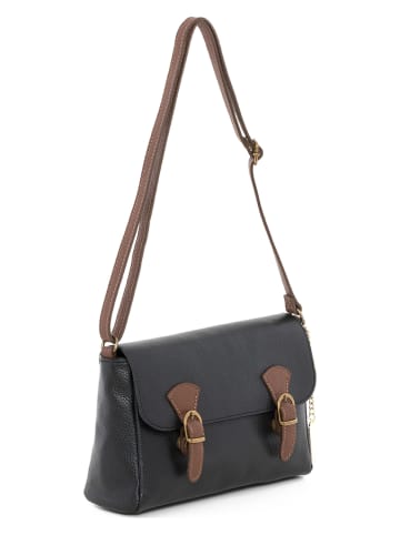 Anna Morellini Leder-Umhängetasche "Clementina" in Schwarz - (B)26 x (H)15 x (T)8 cm