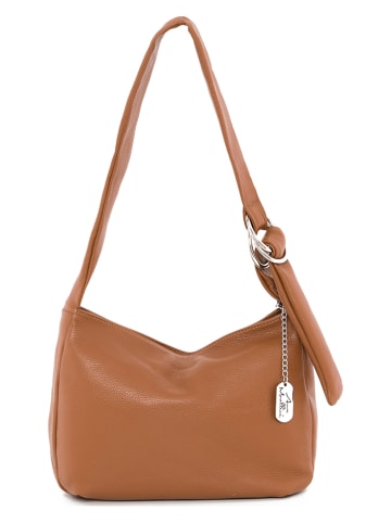 Anna Morellini Leren schoudertas "Nerina" lichtbruin - (B)32 x (H)25 x (D)5 cm