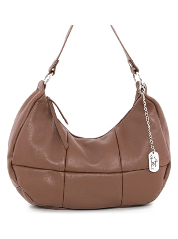Anna Morellini Leder-Schultertasche "Alberta" in Braun - (B)38 x (H)24 x (T)10 cm