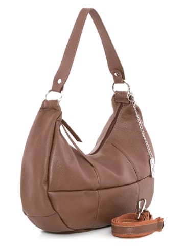 Anna Morellini Leder-Schultertasche "Alberta" in Braun - (B)38 x (H)24 x (T)10 cm