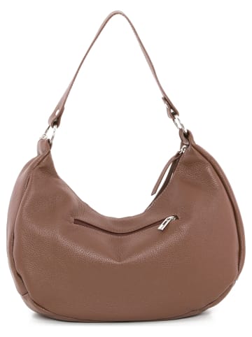 Anna Morellini Leder-Schultertasche "Alberta" in Braun - (B)38 x (H)24 x (T)10 cm