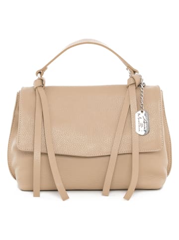 Anna Morellini Leder-Henkeltasche "Fiametta" in Taupe - (B)26 x (H)20 x (T)9 cm