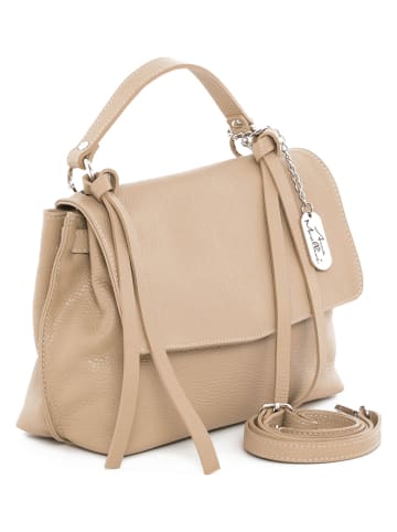 Anna Morellini Leder-Henkeltasche "Fiametta" in Taupe - (B)26 x (H)20 x (T)9 cm
