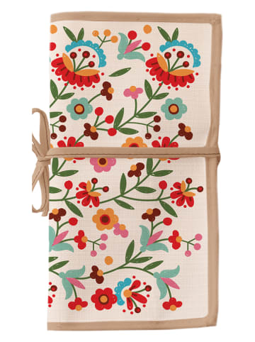 Folkifreckles Piórnik "Mexican Flowers" w kolorze kremowym ze wzorem - 37 x 22 cm