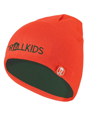 Trollkids Dwustronna czapka beanie "Troll" w kolorze oliwkowo-pomarańczowym