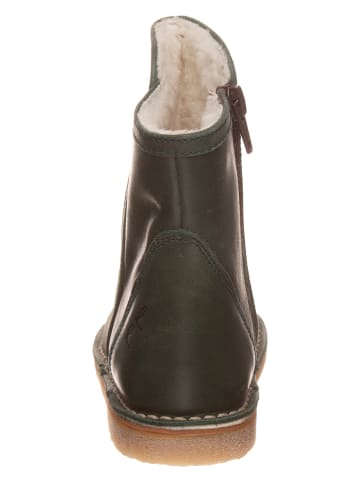 POM POM Leder-Winterboots in Dunkelgrün