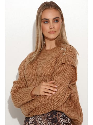 Makadamia Sweter w kolorze jasnobrązowym