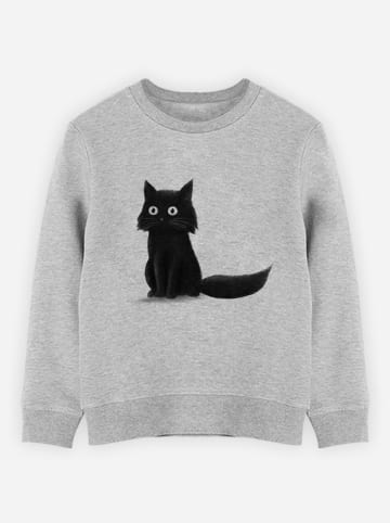 WOOOP Sweatshirt "Sitting cat" in Grau