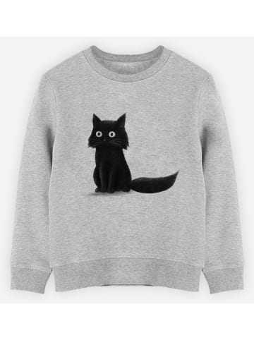 WOOOP Sweatshirt 'Sitting cat" in Grau