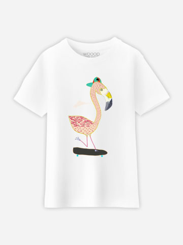 WOOOP Koszulka "Flamingo Skater" w kolorze białym