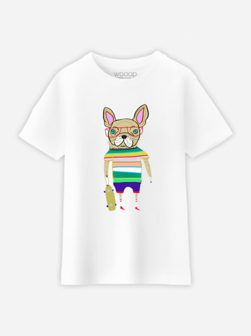 WOOOP Koszulka "Bulldog Skater" w kolorze białym