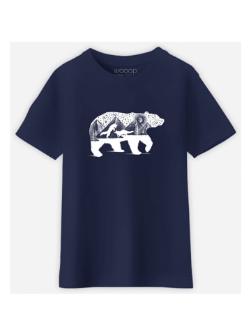 WOOOP Shirt "Bear And Foxes" donkerblauw