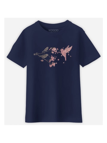 WOOOP Koszulka "Blossom bird" w kolorze granatowym