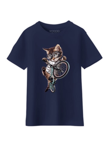 WOOOP Koszulka "BMX cat" w kolorze granatowym