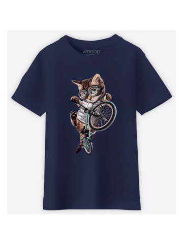 WOOOP Shirt "BMX cat" donkerblauw