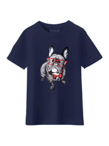 WOOOP Shirt "Happy dog" donkerblauw