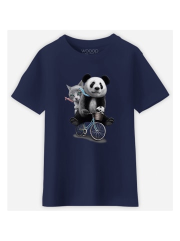 WOOOP Koszulka "Panda bicycle" w kolorze granatowym