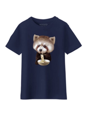 WOOOP Shirt "Panda loves noodles" donkerblauw