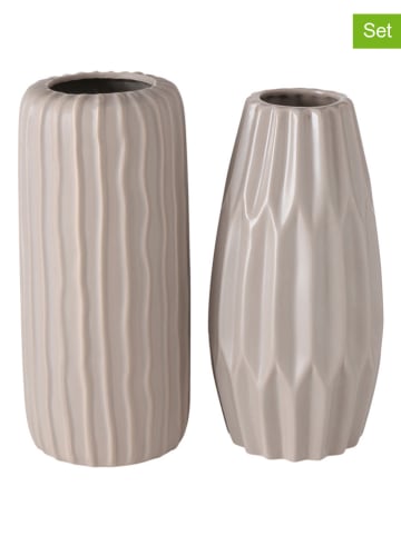 Boltze 2er-Set: Vasen "Aquarel" in Beige - (H)25,5 x Ø 12 cm