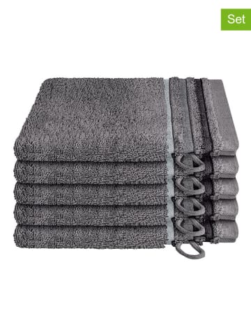 Schiesser 5-delige set: washandjes "Skyline" antraciet