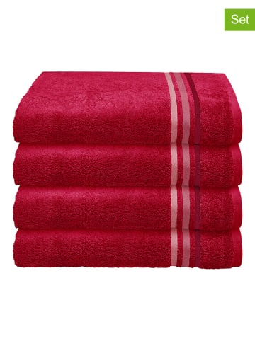 Schiesser 4-delige set: handdoeken "Skyline" rood