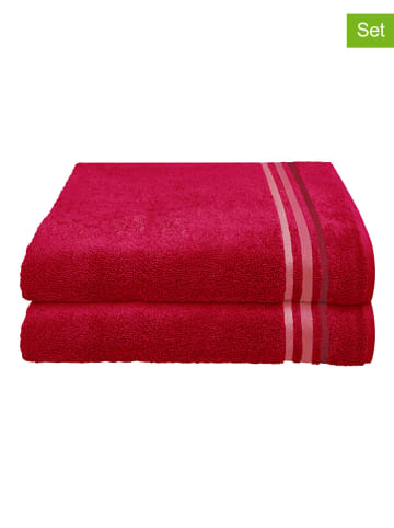 Schiesser 2-delige set: badhanddoeken "Skyline" rood