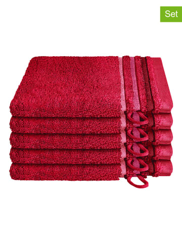 Schiesser 5er-Set: Waschhandschuhe "Skyline" in Rot