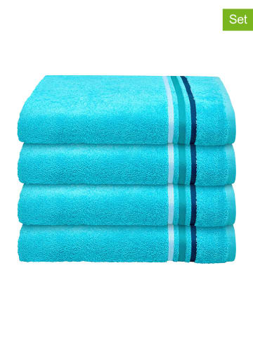Schiesser 4-delige set: handdoeken "Skyline" turquoise