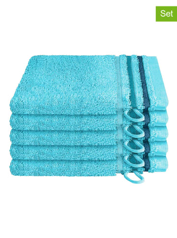 Schiesser 5er-Set: Waschhandschuhe "Skyline" in Türkis