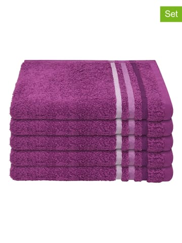 Schiesser 5-delige set: gastendoeken "Skyline Color" paars