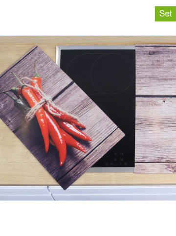 Chefware 2er-Set: Herdabdeckplatten in Braun/ Rot - (L)52 x (B)30 cm