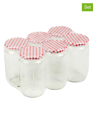 Profiline 6-delige set: inmaakglazen transparant/meerkleurig - 720 ml
